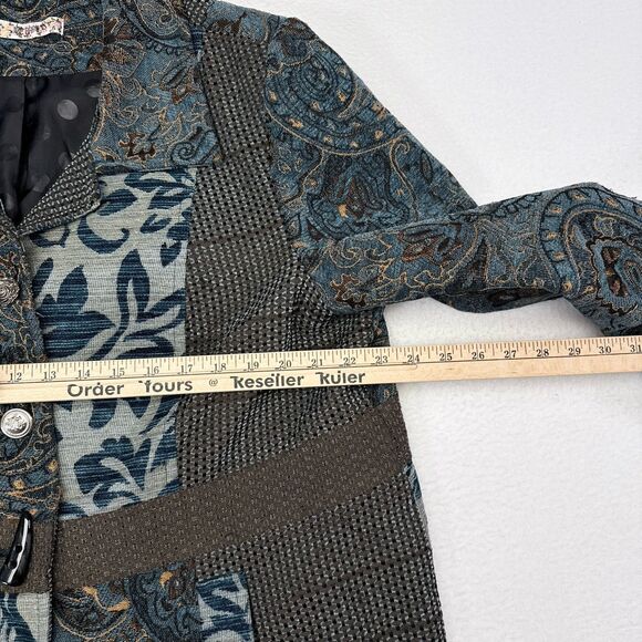 Joe Browns Trench Coach Womens Size 18 Blue Floral Paisley Button Front Jacket - Picture 9 of 10